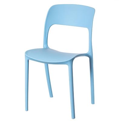 Fabulaxe Modern Plastic Outdoor Dining Chair with Open Curved Back, Blue Image 1