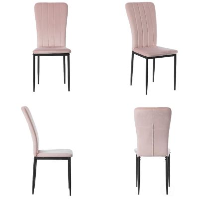 Fabulaxe Pink Modern And Contemporary Tufted Velvet Upholstered Accent Dining Chair Image 1