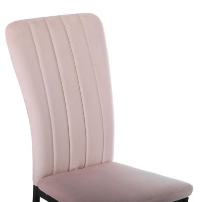 Fabulaxe Pink Modern And Contemporary Tufted Velvet Upholstered Accent Dining Chair Image 3
