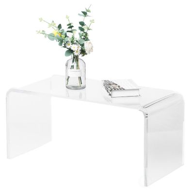 Fabulaxe Rectangular Acrylic Waterfall Modern Coffee Table Image 1