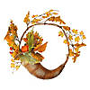 Fall Leaves  Berries and Pumpkins Artificial Thanksgiving Cornucopia Wreath - 18-Inch  Unlit Image 1