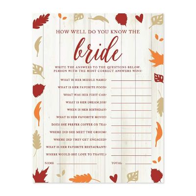 Fall Leaves Know the Bride Game, 20pk Image 1