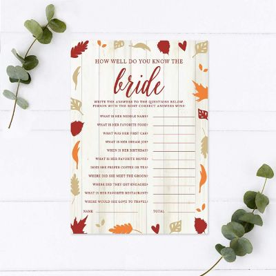 Fall Leaves Know the Bride Game, 20pk Image 1