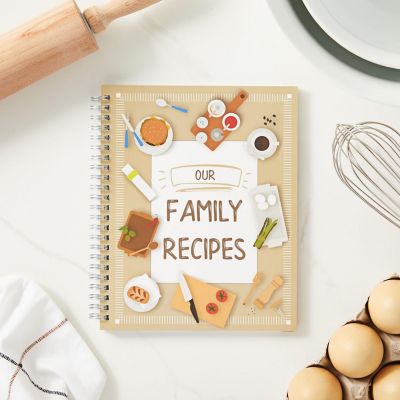 Family Recipe Book To Write In, Spiral Bound DIY Make Your Own Cookbook with 90 Pages (Blank Inside, 6.5 x 8.2 In) Image 1
