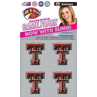 Fan-A-Peel - 1.25" - Black - Glitter Temporary Tattoos for Easy Application - Texas Tech! Image 1