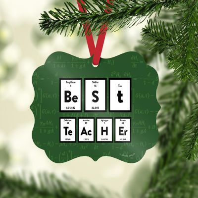 Fancy Frame Metal Ornament Best Teacher Image 1