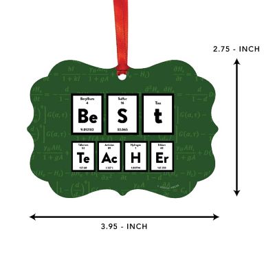 Fancy Frame Metal Ornament Best Teacher Image 1
