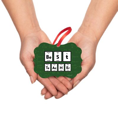 Fancy Frame Metal Ornament Best Teacher Image 2