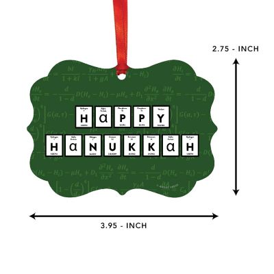 Fancy Frame Metal Ornament Happy Hanukkah Image 1