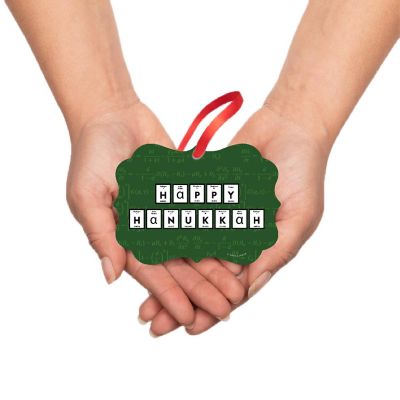 Fancy Frame Metal Ornament Happy Hanukkah Image 2