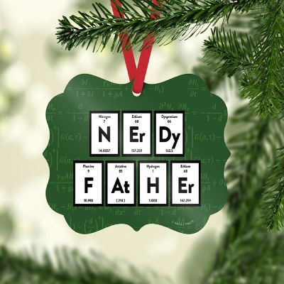 Fancy Frame Metal Ornament Nerdy Father Image 1