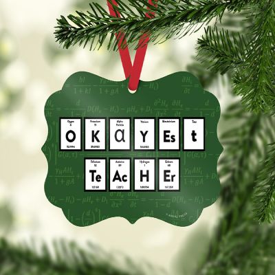 Fancy Frame Metal Ornament Okayest Teacher Image 1