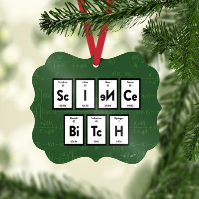 Fancy Frame Metal Ornament Science Bitch Image 1