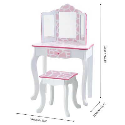 Fantasy Fields - Fashion Giraffe Prints Gisele Play Vanity Set - Pink / White Image 3