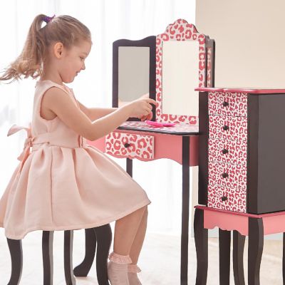 Fantasy Fields - Fashion Leopard Prints Gisele Play Vanity Set - Pink / Black Image 1