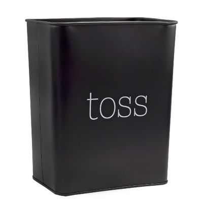 Farmhouse Enamelware Wastebasket; Small Black Rustic Style Trash Can Image 1