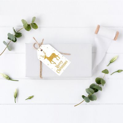 Faux Gold Glitter Deer Tags Image 1