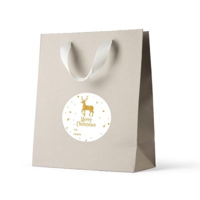 Faux Gold Glitter Deer To From Labels Image 1