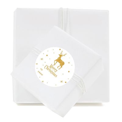 Faux Gold Glitter Deer To From Labels Image 2