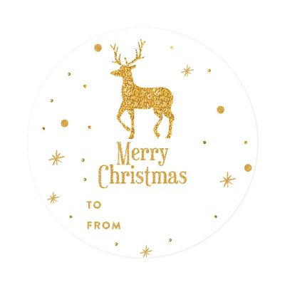 Faux Gold Glitter Deer To From Labels Image 3