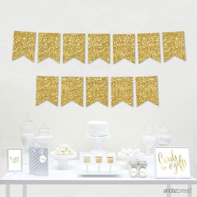 Faux Gold Glitter Pennant Image 1