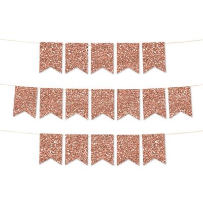Faux Rose Gold Glitter Pennant Image 1