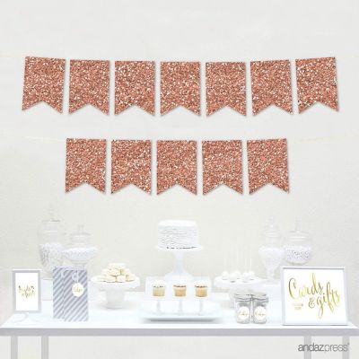 Faux Rose Gold Glitter Pennant Image 1