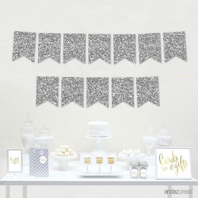 Faux Silver Glitter Pennant Image 1