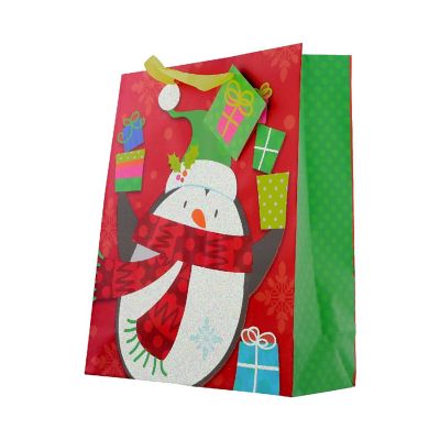 Fifth Ave Kraft Christmas Printed Gift Bags with Glitter, Large (12 Pack) Image 2