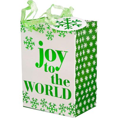 Fifth Ave Kraft Christmas Small Gift Bags with Foil Hot Stamp and Ribbon Handles, 12 Pack Image 2