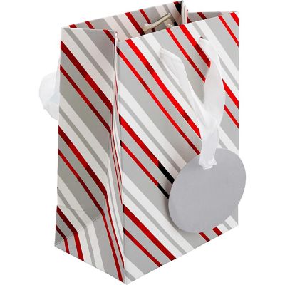 Fifth Ave Kraft Christmas Small Gift Bags with Foil Hot Stamp and Ribbon Handles, 12 Pack Image 3