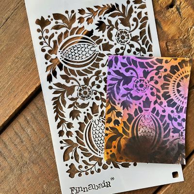 Finnabair Stencil 6"X9"-Folk Florals Image 1