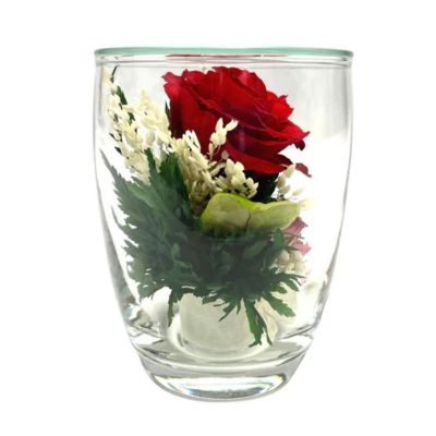 Fiora Flower Long Lasting Red Rose in a Small Glass Vase Image 3