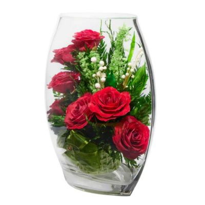 Fiora Flower Long-Lasting Red Roses in a Sealed Glass Vase Image 3