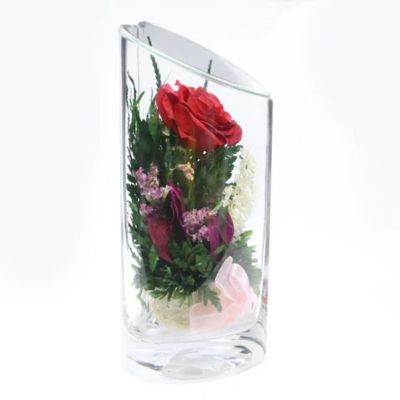 Fiora Flower Red Rose with White Limoniums and Greenery in a Heart Shaped Vase Image 2