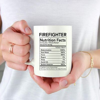Firefighter Nutritional Facts Coffee Mug Image 1