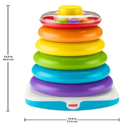 Fisher-Price Giant Rock-a-Stack, 14-inch Tall Stacking Toy with 6 Colorful Rings for Baby Image 2
