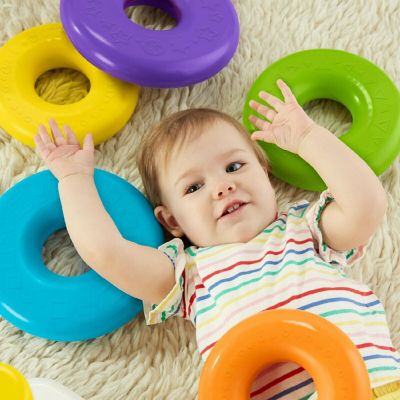 Fisher-Price Giant Rock-a-Stack, 14-inch Tall Stacking Toy with 6 Colorful Rings for Baby Image 3