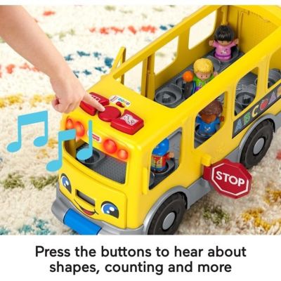 Fisher-Price Little People Big Yellow Bus, musical push and pull toy with Smart Stages for toddlers and preschool kids Image 2