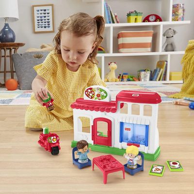 Fisher-Price Little People We Deliver Pizza Place Pizza Kitchen Playset w/ Push-Along Vehicle Image 1