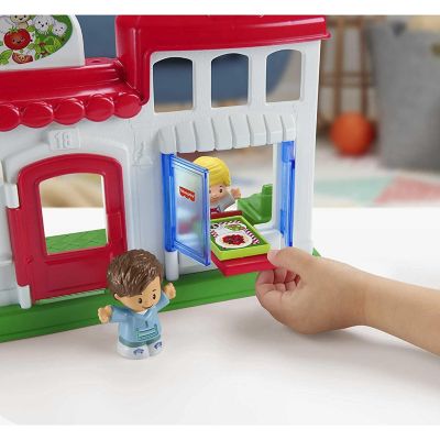 Fisher-Price Little People We Deliver Pizza Place Pizza Kitchen Playset w/ Push-Along Vehicle Image 2