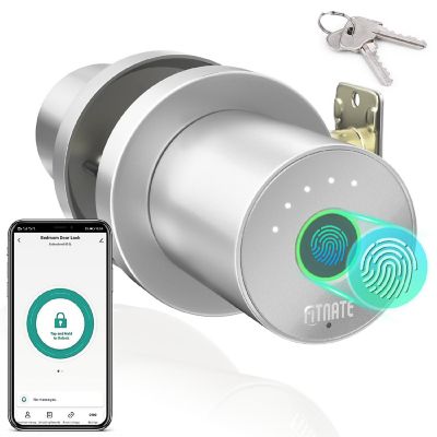 FITNATE Smart Biometric Door Lock Fingerprint Door knob with App Control Sliver Image 1