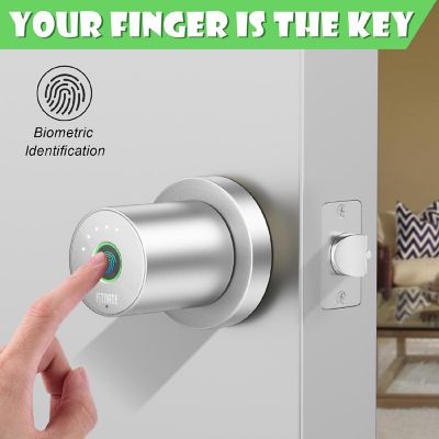 FITNATE Smart Biometric Door Lock Fingerprint Door knob with App Control Sliver Image 2