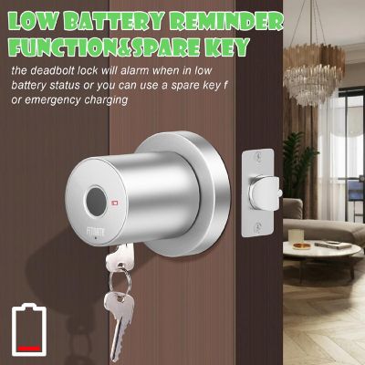 FITNATE Smart Biometric Door Lock Fingerprint Door knob with App Control Sliver Image 3