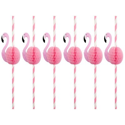 Flamingo Honeycomb Straws -10/pack Image 1