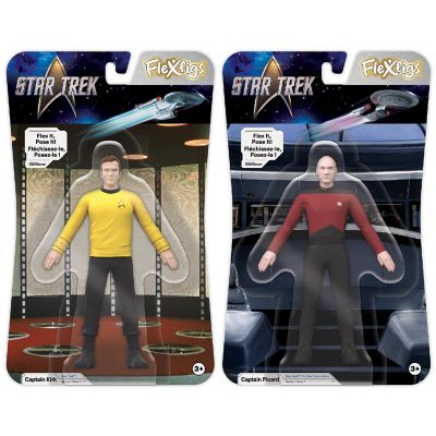 Flexfigs: Captain Kirk &amp; Captain Picard - 2 Character Pack -Ages 3+ Image 1