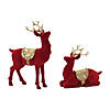 Flocked Deer Figurines (Set Of 2) 6"H, 10"H Resin Image 1