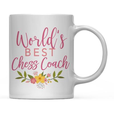 Floral Best Chess Coach Ceramic Mug Image 2