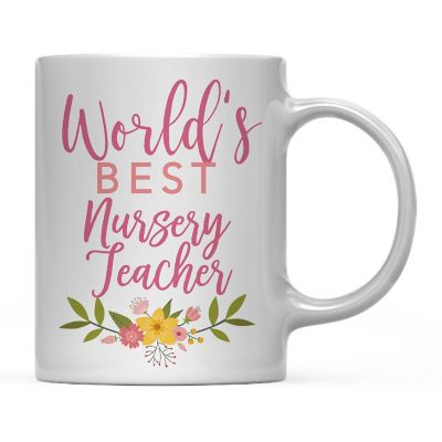 Floral Best Nursery Teacher Ceramic Mug Image 2
