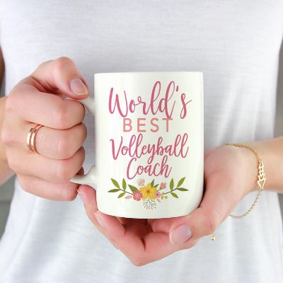 Floral Best Volleyball Coach Ceramic Mug Image 1